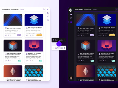 Virtual Event web app - Themes comparison app call channel chat conference conversation dark mode design system desktop figma landscape live product design prototype saas streaming style guide theme ui kit video