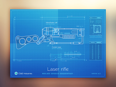 Retro weapons - Laser rifle blueprint energy fallout grid grip guns retro scifi section specs stats technical