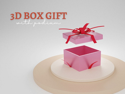 3D Box Gift with Podium 3d app branding design graphic design illustration logo typography ui ux vector