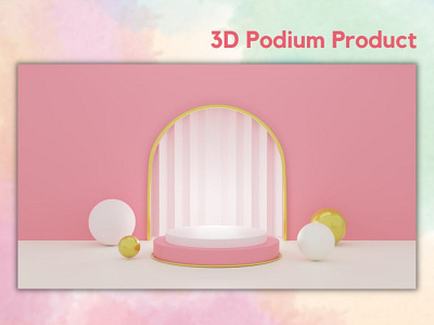 3D Podium Product with Pink Background app branding design graphic design illustration logo typography ui ux vector