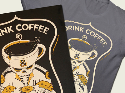 Coffee Rider Shirt and Poster artcrank bicycle bikes coffee fixed poster ride shirt skeleton