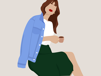 Bonjour belle 💋 2d 30daychallenge 30daysofdesign coffee drawing fashion french girl illustration inktober inktober2019 lipstick october sketch vector vector illustration vectorart
