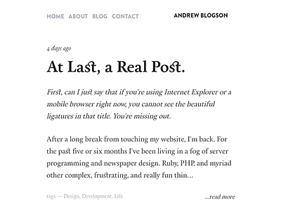 Blog Design blog calendas ligatures responsive web