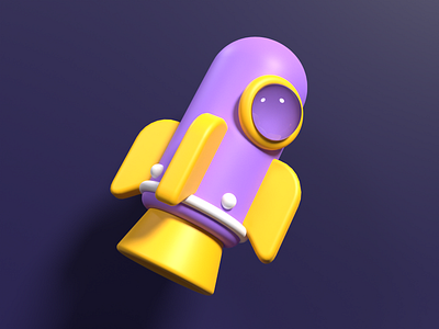 3D Cute Rocket 3d graphic design