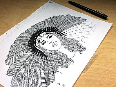 Lana del Rey Sketch america drawing feathers hand drawn hand made illustration ink julieta felix lana del rey music pen pencil sketch