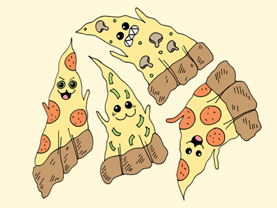 Happy Hallopizza cute drawing ghost halloween hand drawn hand made illustration julieta felix pastels pizza