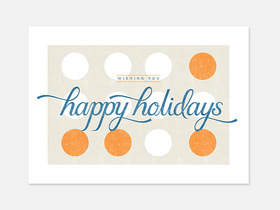 Happy mid-century holidays card cursive geometric holidays julieta felix lettering letterpress mid century orange script texture