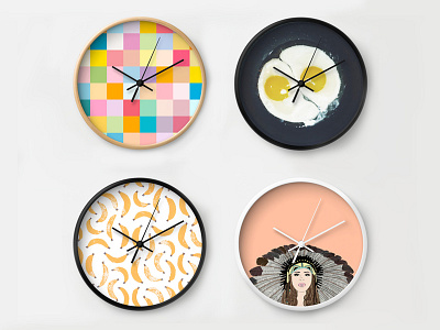 Wall clocks! 3d clocks drawing food illustration julieta felix pastels pattern