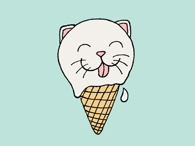 Half kitty, half ice cream, all delicious. animal cat drawing hand-drawing ice cream illustration illustrator kitty logo monoweight pastels photoshop