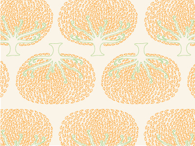 Pumpkin // Tree pattern fall hand drawn illustration ivory love nature orange pattern pumpkin trees wallpaper