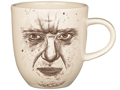 Stern-looking mug #1 3d brown coffee cup design drawing eyes illustration illustrator ivory julieta felix mexico mug pencil
