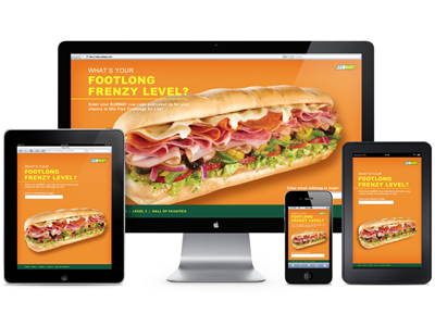 Landing page for Subway arial background experience hermosillo ipad iphone julieta felix kindle landing page mexico orange sandwich tablet ui ux web web safe