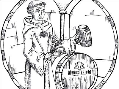 Monk Illustration barley barril beer craft beer hop monk monk illustration