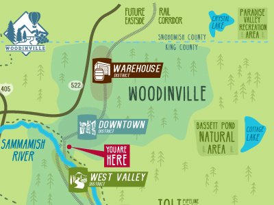 Woodinville Map illustration infographic map woods map