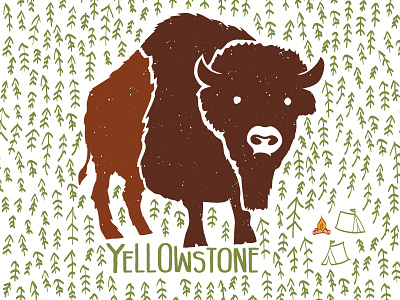 Bison 2 bison bison illustration buffalo buffalo illustration national park national parks woods yellostone yellowstone national park