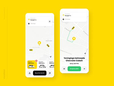RoyalTaxi Uzbekistan - Taxi App 🚕 app booking cab car illustration taxi ui ux uzbekistan vector
