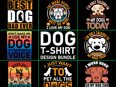 Dog T-Shirt Design Bundle animals cutedogs dog doglife doglover dogoftheday dogstagram instadog puppies puppy t shirt design typography vantage vector