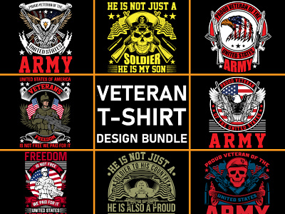 Veteran T-Shirt Design Bundle airforce army custom fitness marines military t shirt design typography usmc vector ventage veteran veterans