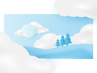 End of year illustration landscape minimalism moon sky vector winter