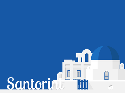 Santorini island flat illustration landscape minimalism vector