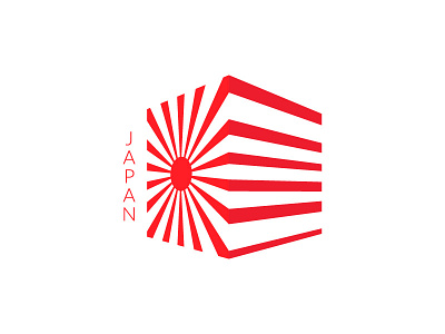 Old Japan flag flag isometric logo minimalism