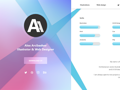 Freelancer profile card design page site ui web