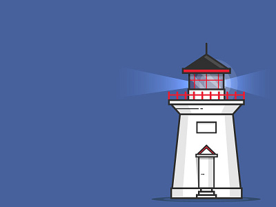 Lighthouse in the night flat illustration minimalism outline vector