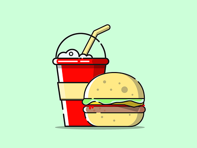 Fast food.Milkshake and hamburger.