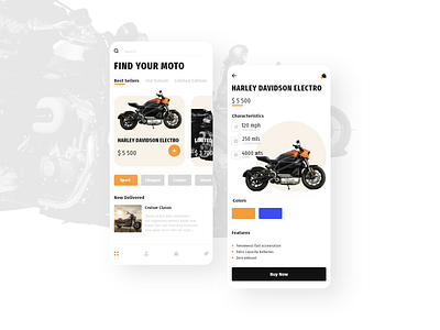 Harley Davidson shop app design ecommerce mobile moto motorbike motorcycle shop ui