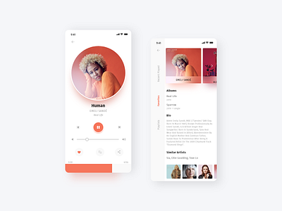 Music player app album app artist cart cover design ios minimal mobile music playlist song ui ux web