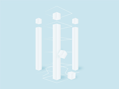 Pillars abstract column cube illustration minimal minimalism pillar post vector white