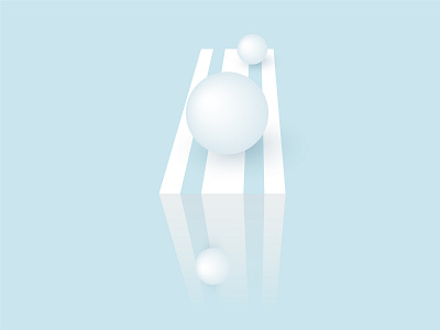 Falling down white spheres. Simple forms in 3d perspectiv
