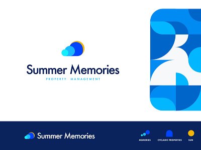 Summer Memories blue corporate identity cyclades cycladic art geometric art gr greece greek hellas island logo logodesign memories property property management santorini summer sun