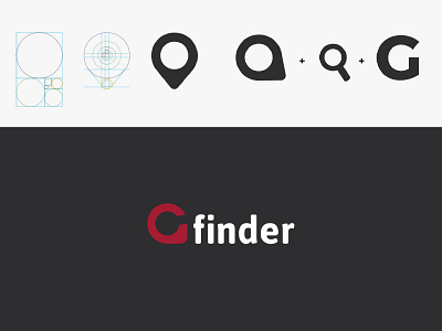 Gfinder - Event Database database design draft event g letter logo logotype negative pin search space