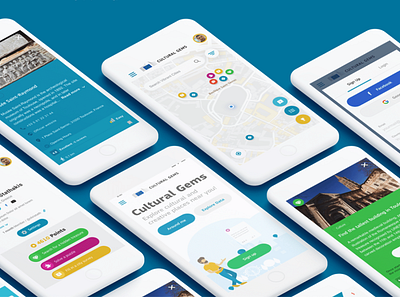 Cultural Gems application applications city city guide colorful culture europe european fan game guide illustration interface map playful travel ui user experience vibrant vibrant colors