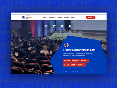 Lisbon Addictions Conference 2019 addictions conference corporate design europe european event fresh homepage organisation polygons typography ui ux website