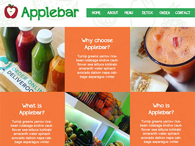 Applebar 'About Us' brief design example fruit graphic juicebar photoshop progress sample website