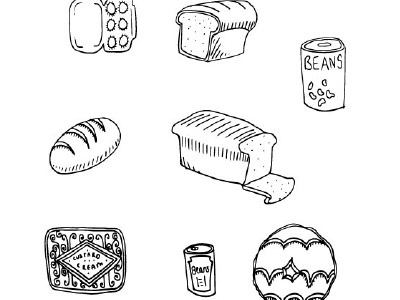 Grocery Illustrations biscuits bread design drawing graphic groceries hand illustration