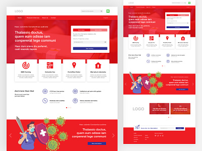 Landing page for a Post Office adobe xd artwork box delivery design letter post post office red redesign redesign concept webdesign website