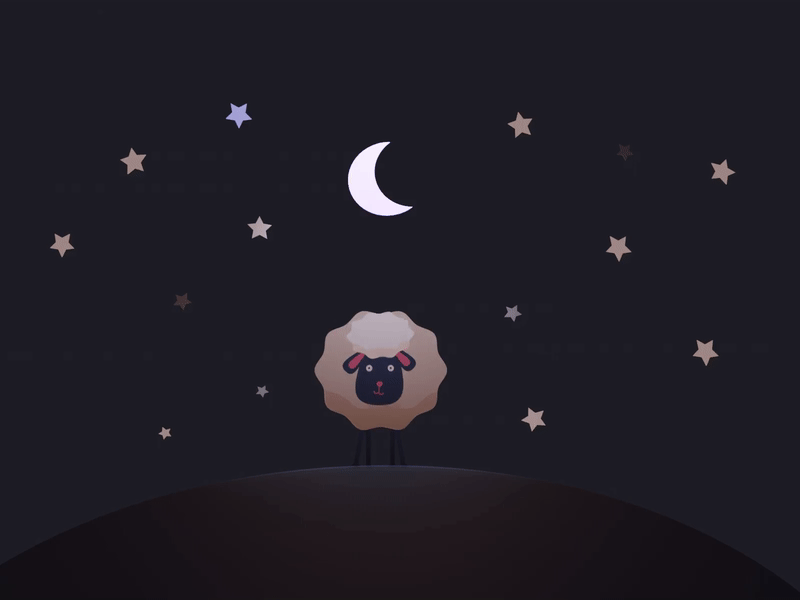 sheep animation cartoon character design graphic illustration jumping moon night sheep stars vector