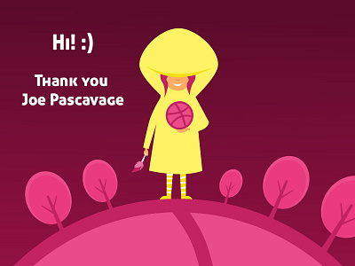 Hello! debut dribbble first shot girl hello illustration raincoat world