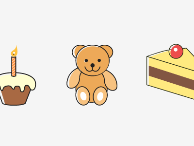 Party icons/illustration 2 bear birthday cake icon illustration party simple. teddy vector