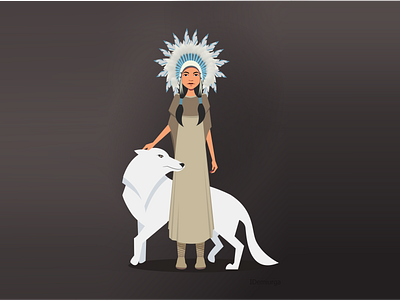 white wolf animal art cartoon design fantasy graphic illustration native american vector white white wolf wolf woman