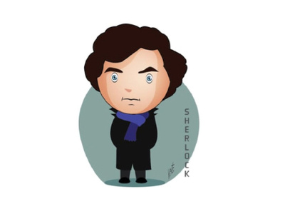 Sherlock adobe art benedict cumberbatch cartoon character chibi icon illustration man movie vector