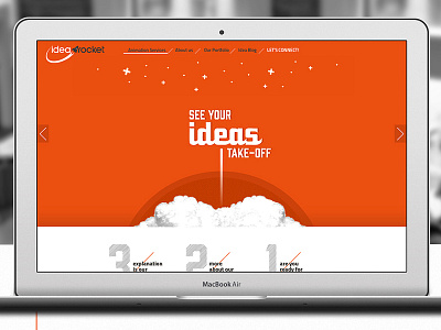 Idea Rocket animation branding clean design flat identity illustration illustrator lettering minimal orange typography ui ux vector web website