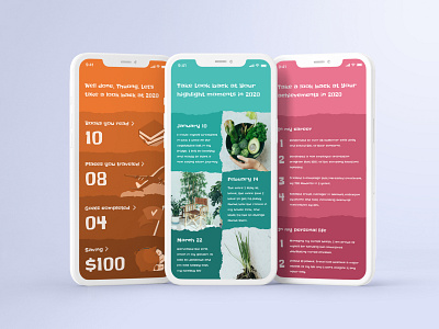 Diary App Design | Summary Your Journey in A Year app app design colors diary flat design highlights mobile app moments summary trend ui ui design vietnam