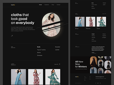 Women Clothing Store - Landing Page app design black branding cloth colors dribbble dribbble design icons illustration landing page new design page shop store user design user experience user interface website design women