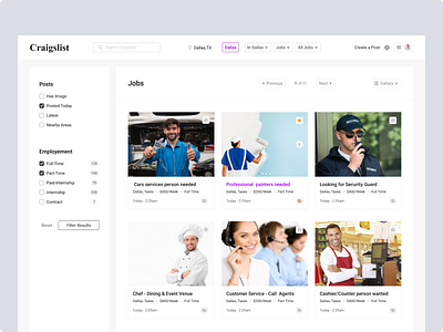 Craigslist Website - Job Listing Page app design branding colors craigslist website dribbble design dribbble shot home page jobs landing page listing mobile app design product design side bar ui uiux user experience user interface ux web design website