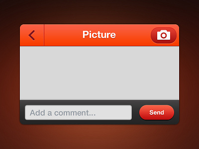 Nav and Comments app camera comments iphone nav orange picture red send tab ui ux