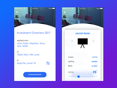 Smart Office concept app blue smart office ui ux